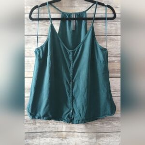 Teal Sleeveless Button-Up Women's Top